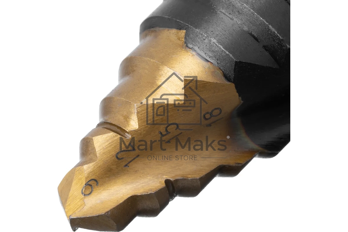 Сверло ступенчатое Denzel 9-12-15-18-21-24-27-30-33-36 мм, Р6М5, 6-гр. хвостовик 723605