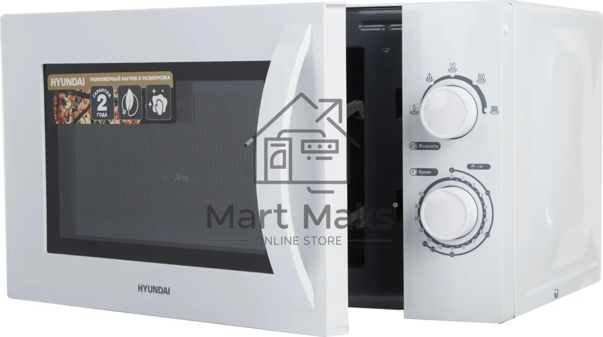 Микроволновая печь Hyundai HYM-M2059 белый, 20 л, 700 Вт, переключатели - поворотный механизм