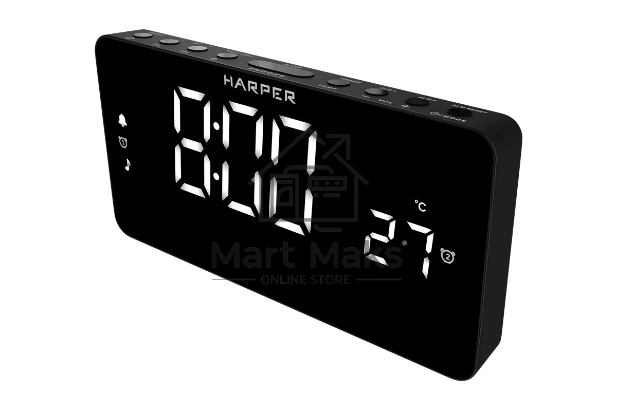 Радиобудильник Harper HCLK-5030 black - белый led