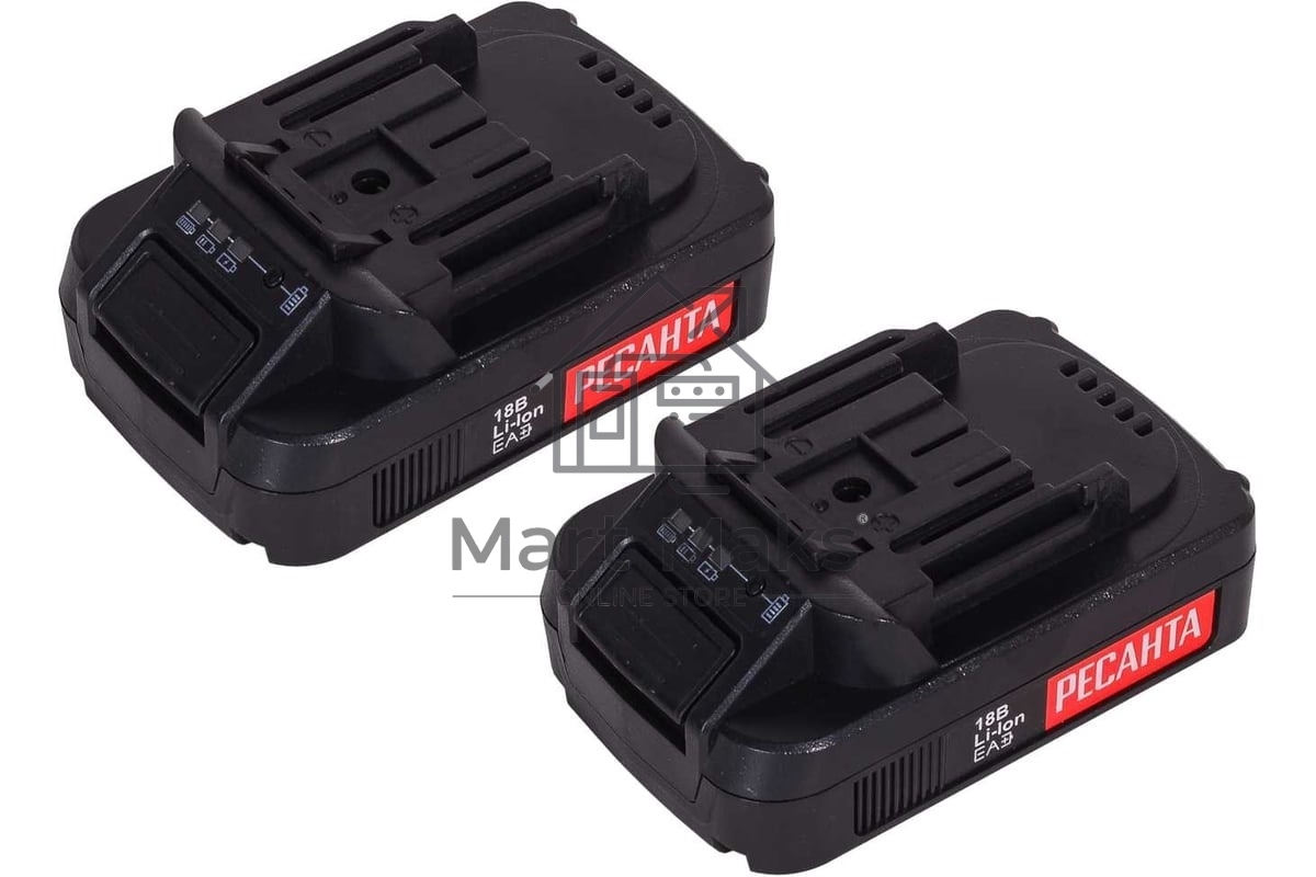 Дрель-шуруповерт аккумуляторная Ресанта ДА-18-2ЛК 75/14/5, Аккумуляторная, 18В, 2 АКБ, Кейс