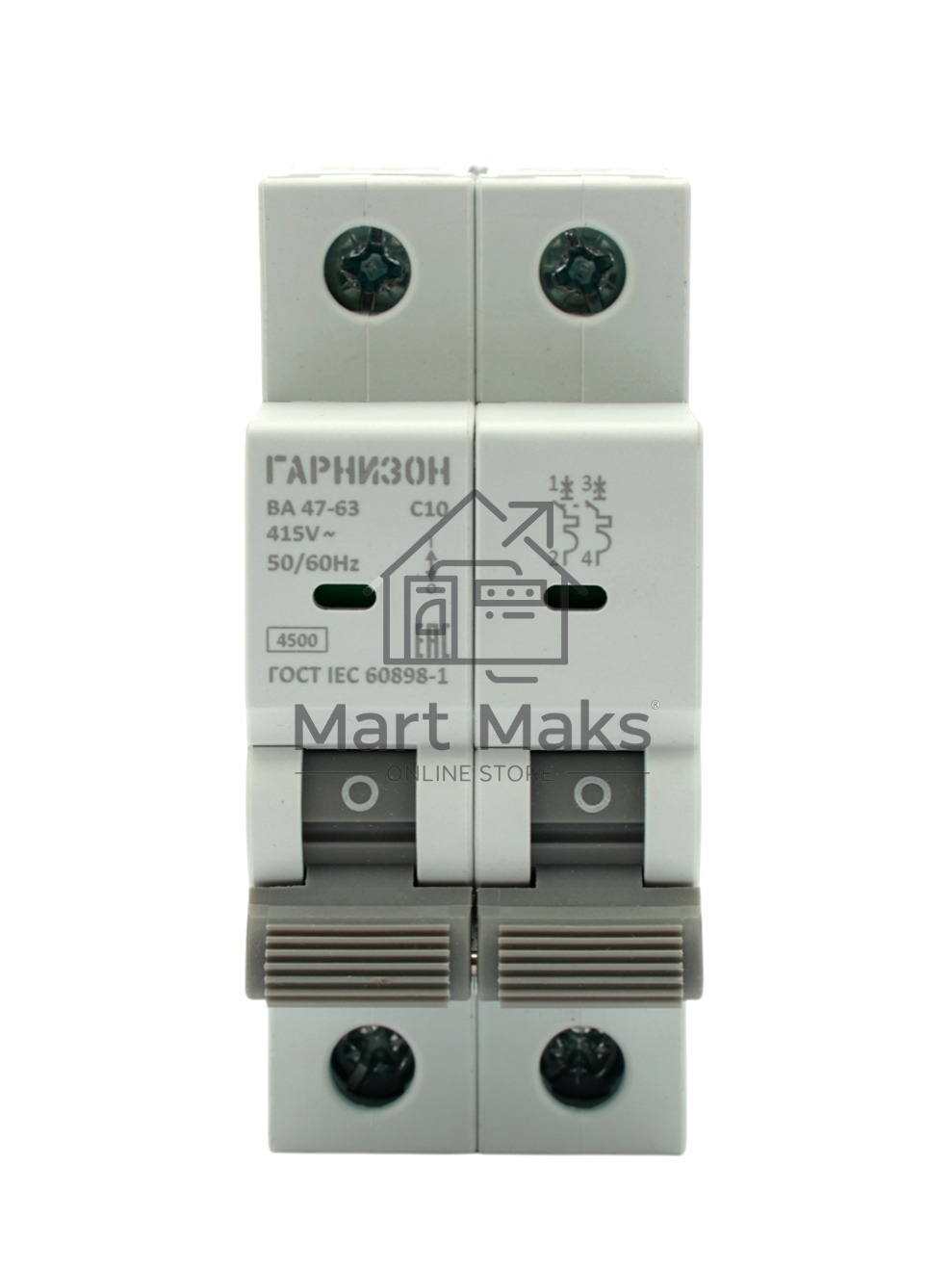 Автоматический выключатель Гарнизон CB-4763-2-10-4.5-C, ВА 47-63, 2P, 10А, 4.5кА (C)