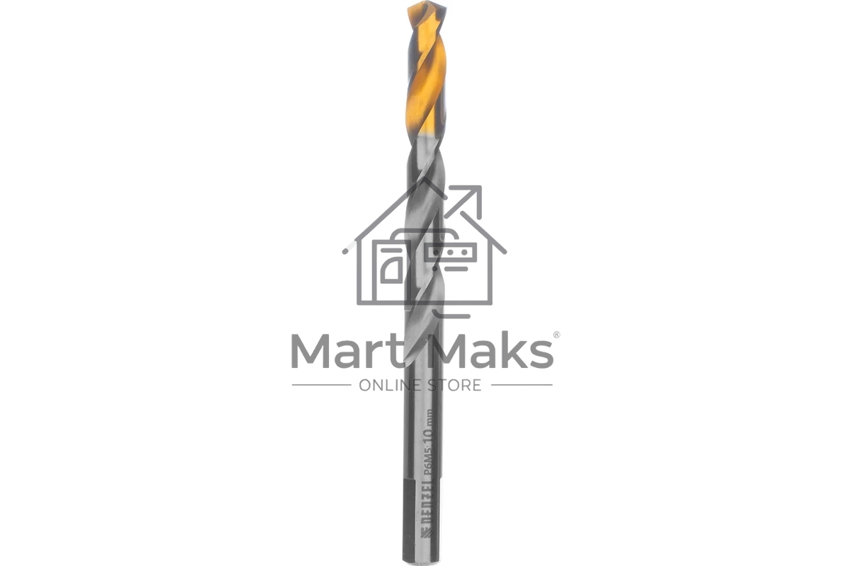 Сверло спиральное по металлу Denzel 10 x 133 мм, Р6М5, Golden Tip