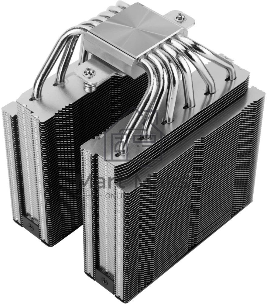 Кулер для процессора Thermalright Royal Pretor 130 (4-pin PWM, 158мм, Ni/Cu, 6x6мм, 1x120+1x130мм, 80.45CFM/81.88CFM, 29.4dBA/28.3dBA, 2150PM/1750RPM, S: 1200, 1700, 1851, 2011, 2066, 115X, AM4, AM5, silver, black)