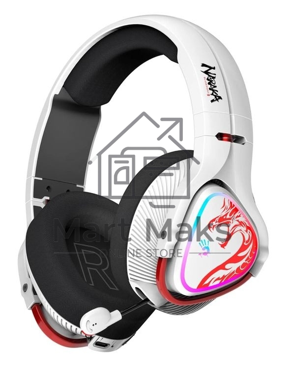 Гарнитура беспроводная с микрофоном A4Tech Bloody MR720 белый/красный мониторные BT/Radio оголовье (MR720 NARAKA)
