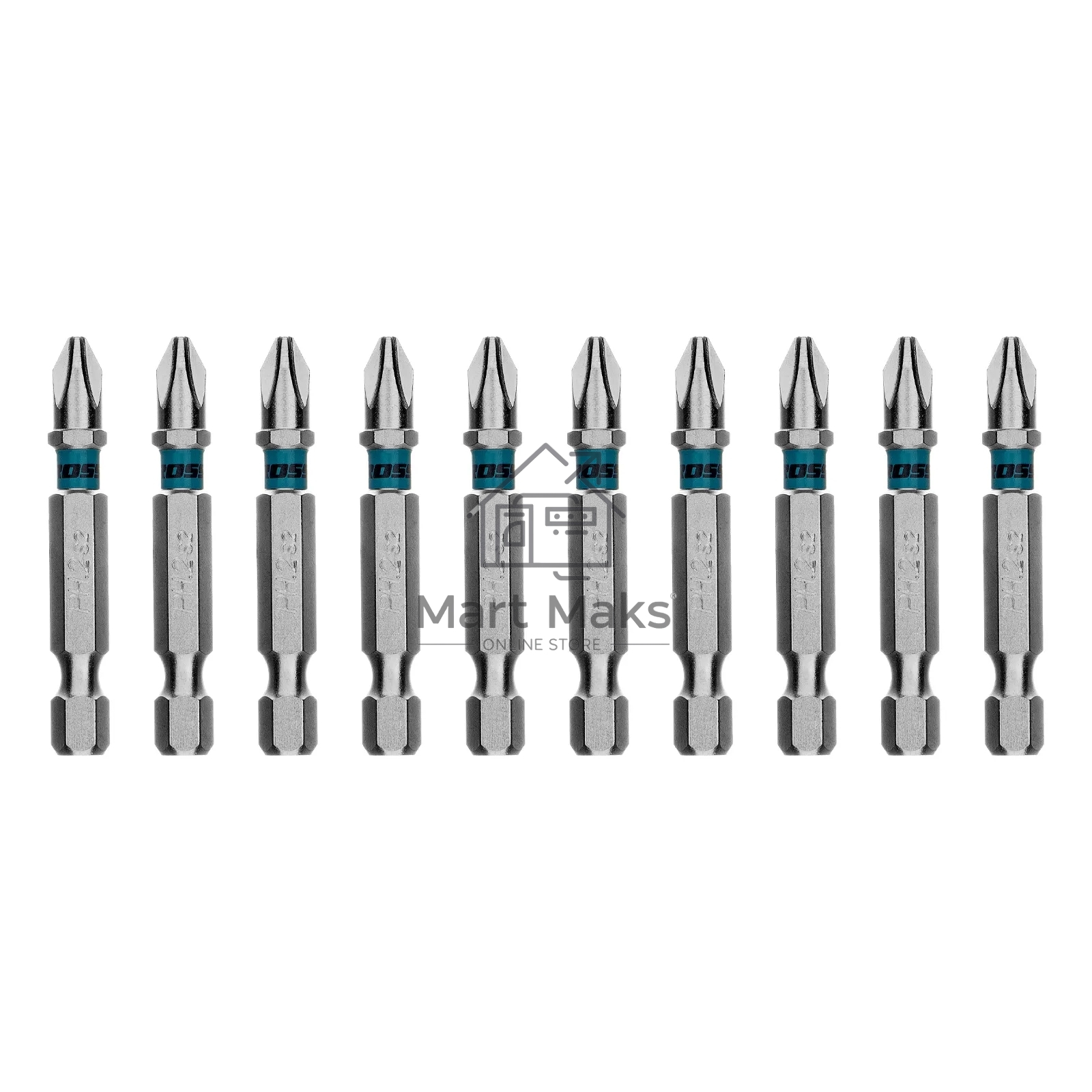 Бита Gross PH2х50мм, сталь S2, шестигр., 10 шт.