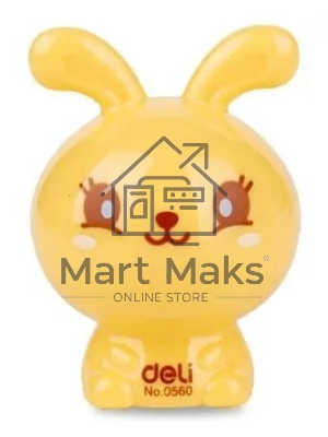 Точилка для карандашей ручная Deli Rabbit E0560, 1 отверстие, пластик, ассорти блистер