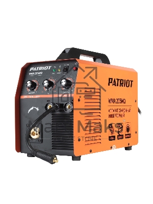 Полуавтомат сварочный инверторный PATRIOT WMA 205MQ MIG/MAG/MMA, полуавтоматическая сварка в среде газа (MIG/MAG) стальной и флюсовой проволокой 0.6/0.8 мм, сварка электродом (MMA) до 4мм, сварочный ток в режиме MIG: 40-200А; сварочный ток в режиме MMA: 4
