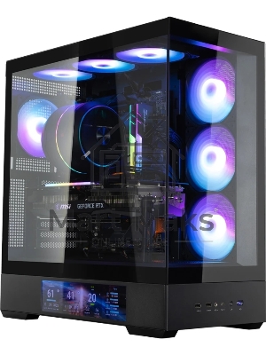 Компьютерный корпус ZALMAN P40 DS, ATX, черный, WINDOW, 9.1-inch LCD screen, 2xCombo(2.5” or 3.5”), 1x2.5”, 1xUSB TYPE-C, 2xUSB 3.0, SIDE 3x120мм ARGB, REAR 1x120мм ARGB