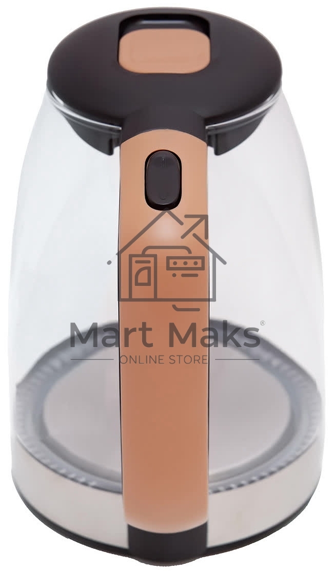 Чайник электрический Centek CT-0065 Beige стекло, 1.7 л 2200 Вт, LED-подсветка, мерная шкала, защита от вкл б/воды