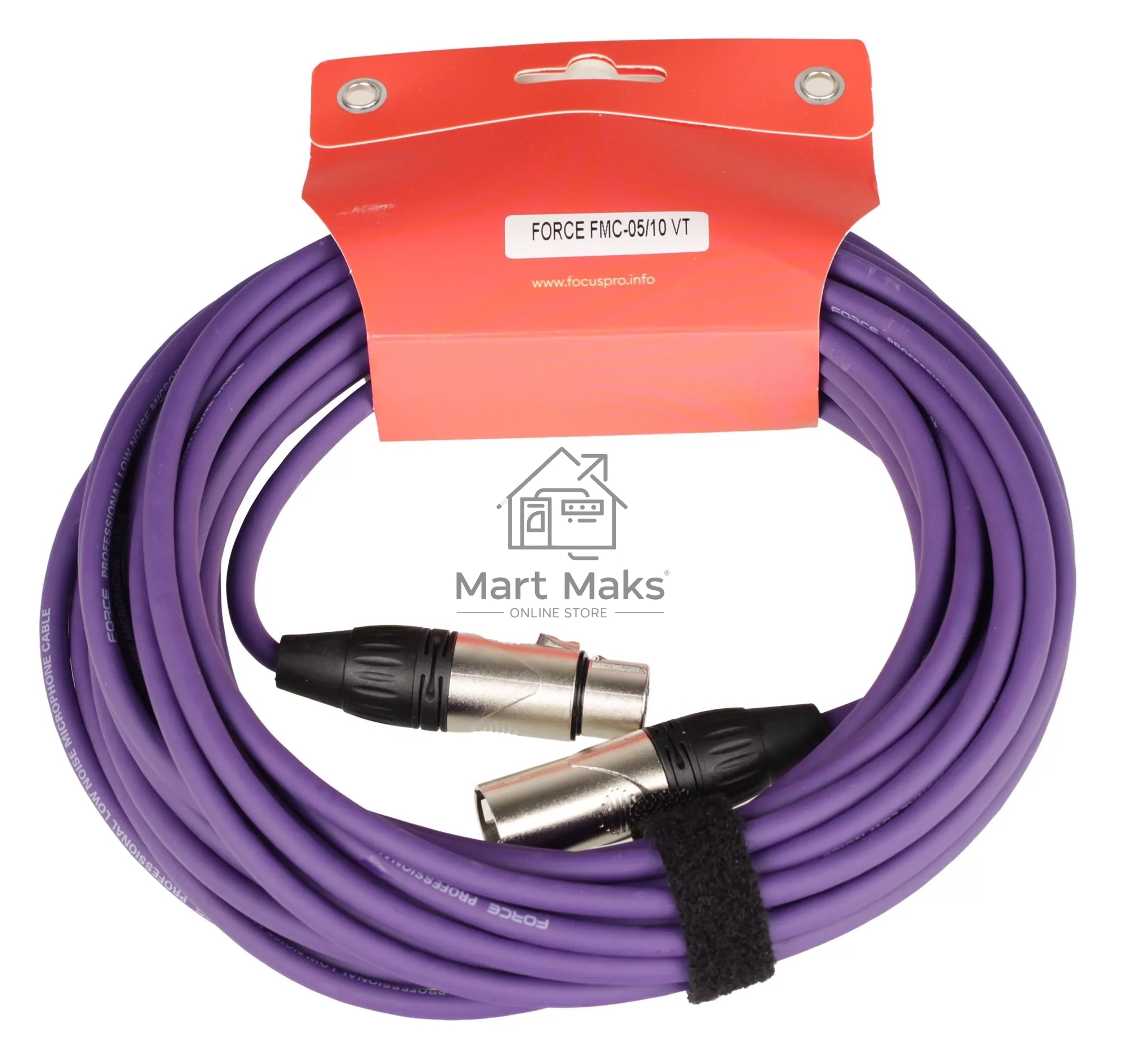 Микрофонный кабель FORCE FMC-05/10 VT XLR (F)- XLR(M), разъемы с никелевым корпусом и посеребренными контактами, 10 м, цвет фиолетовый