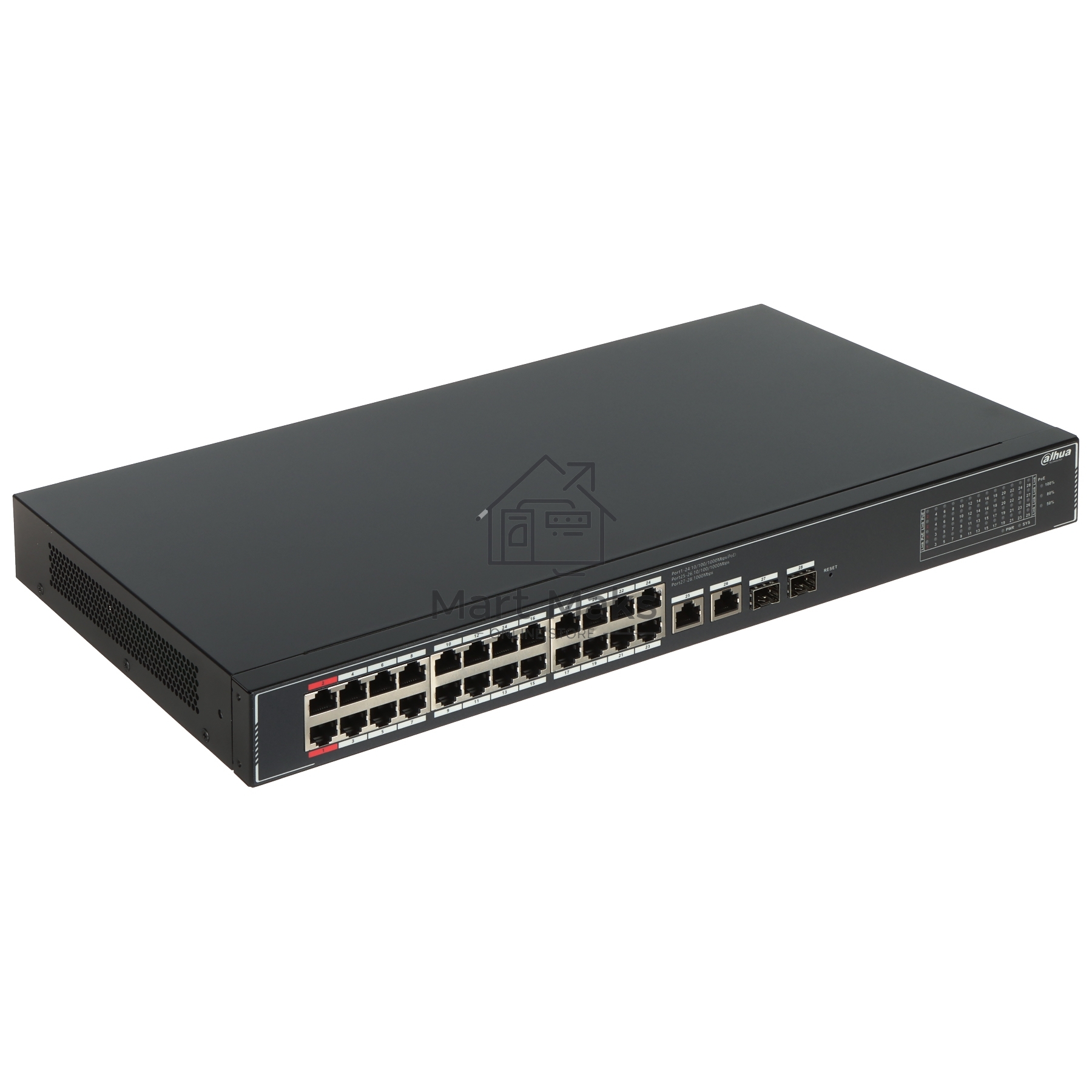 Коммутатор Dahua DH-SG4028LP, 24×1 Гбит/с + 2×1 Гбит/с + 2×1 Гбит/с SFP, управляемый