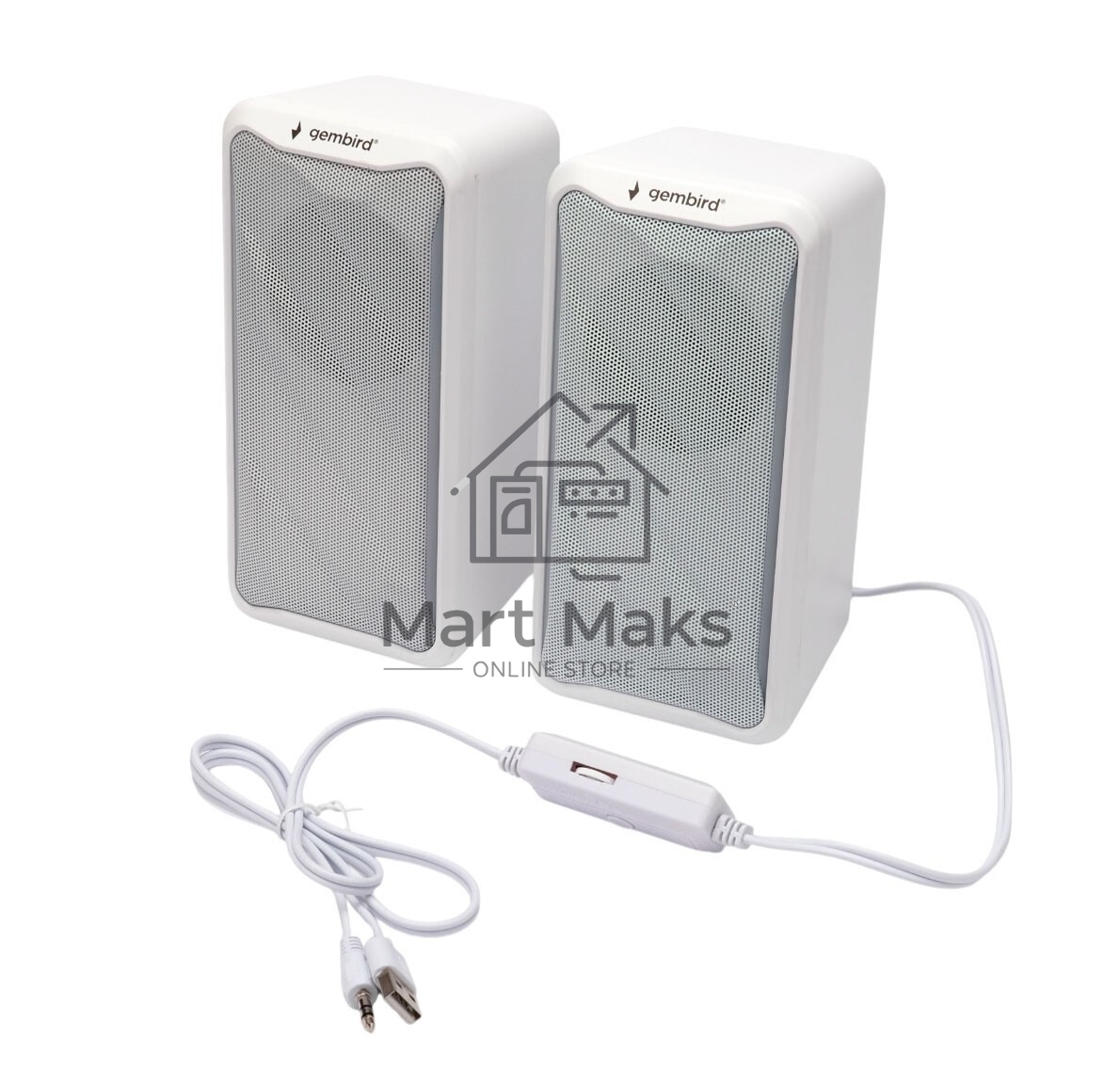 Акустическая система 2.0 Gembird SPK-305-W, 10Вт, пластик, рег.громкости, RGB подсветка, белый