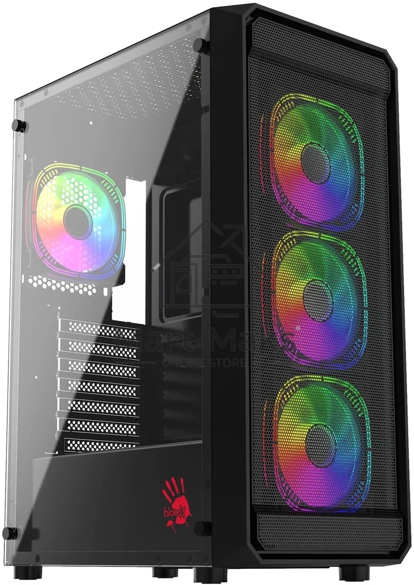 Компьютерный корпус Bloody BD-CC114F черный без БП ATX 4x120mm 1xUSB2.0 1xUSB3.0 audio bott PSU