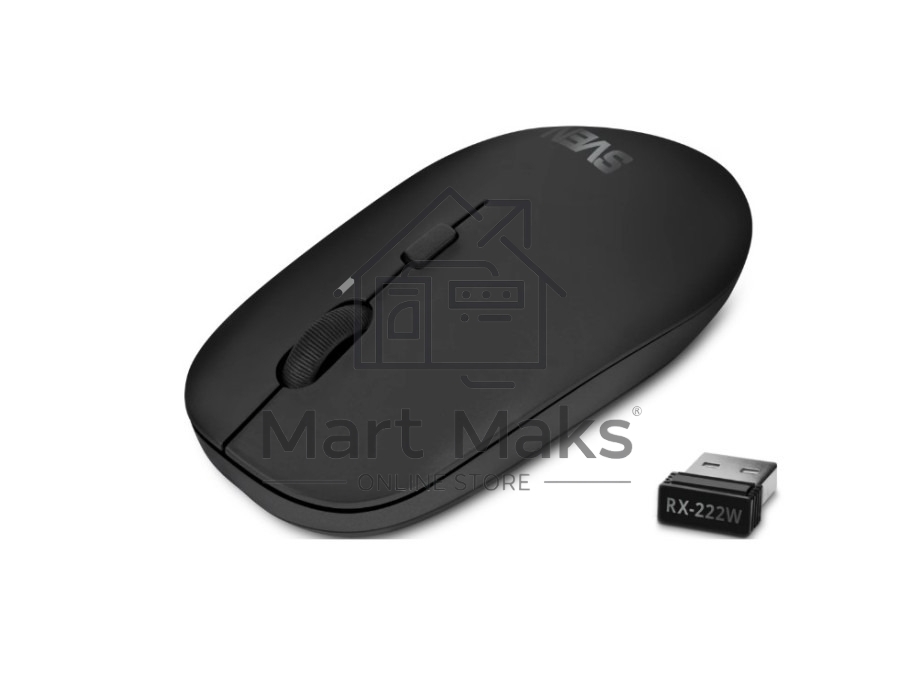 Мышь беспроводная SVEN RX-222W черный, 1800 dpi, радиоканал, Bluetooth, USB, кнопки - 4