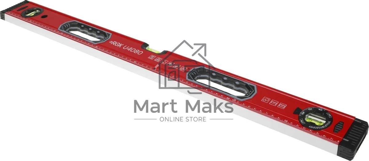 Уровень RGK U4080 пузырьковый 3глаз. магнит. красный