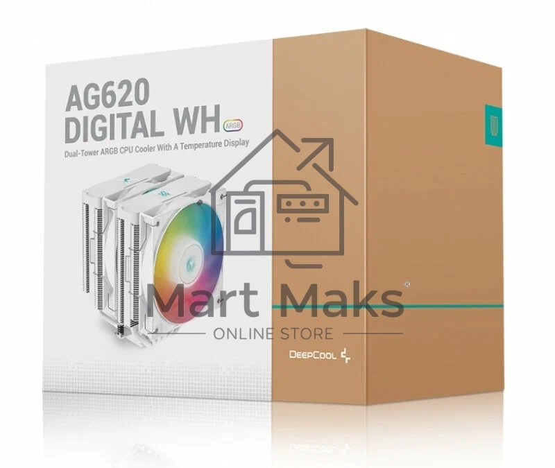 Кулер для процессора DEEPCOOL AG620 DIGITAL WH ARGB белый, 120 мм, алюминий/медь, 1950 об/мин, 29.4 дБ, 4 pin, 260 Вт, 161 мм