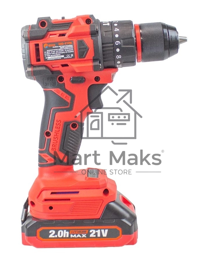 Дрель-шуруповерт Edon UAD-21PBL, Аккумуляторная, 20В, 2 АКБ, Кейс