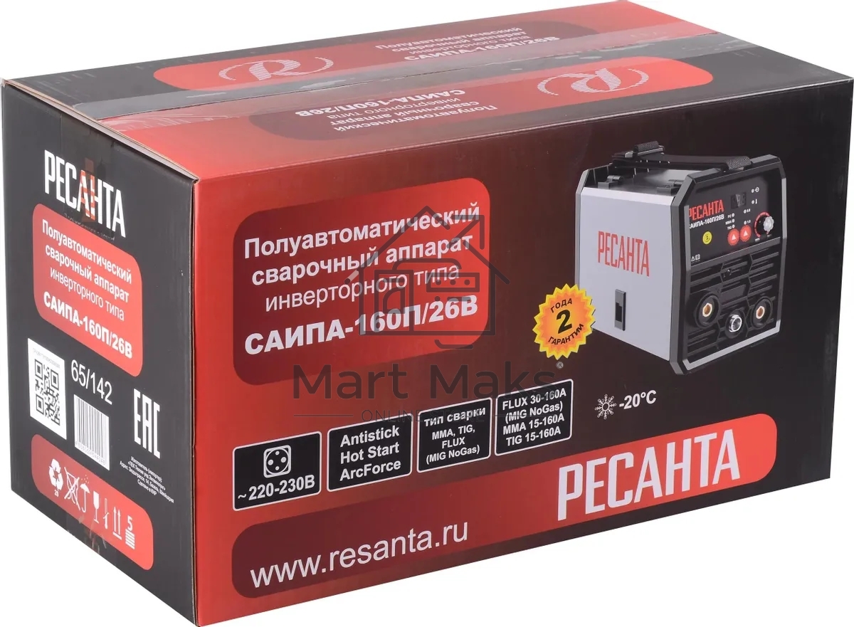 Сварочный аппарат Ресанта САИПА-160П/26В инвертор ММА DC