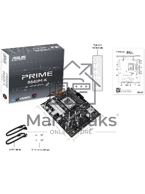 Материнская плата Asus PRIME B840M-K Socket AM5 AMD B840 2xDDR5 mATX AC`97 8ch(7.1) 2.5Gg RAID+HDMI