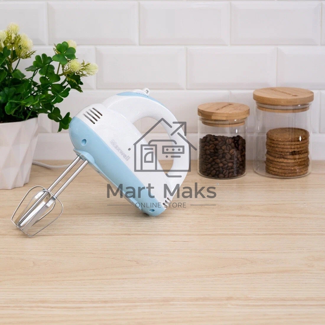 Миксер Maxwell MW-1360(W) Мощность 300 Вт.5 скорост. режимов.Номинальная потребляемая мощность 120 В