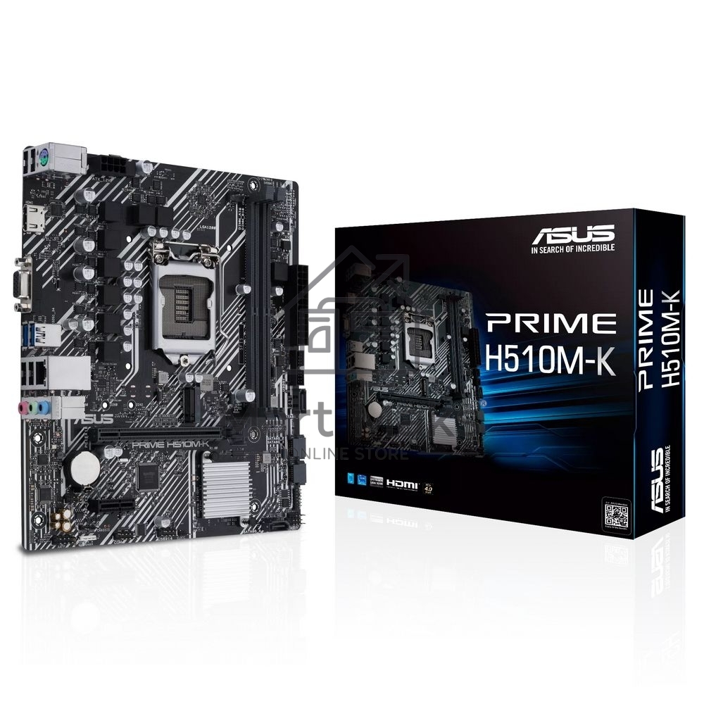 Материнская плата ASUS PRIME H510M-K R2.0, LGA 1200, Intel H470, 2xDDR4, 4xSATA, 1xM.2, 1xPCIe 4.0 x16, 1x 1Gb LAN, 2xUSB-A 3.2 Gen 1, 2xUSB 2.0, 1xHDMI, 1xVGA, 3x3.5 мм, 7.1, mATX