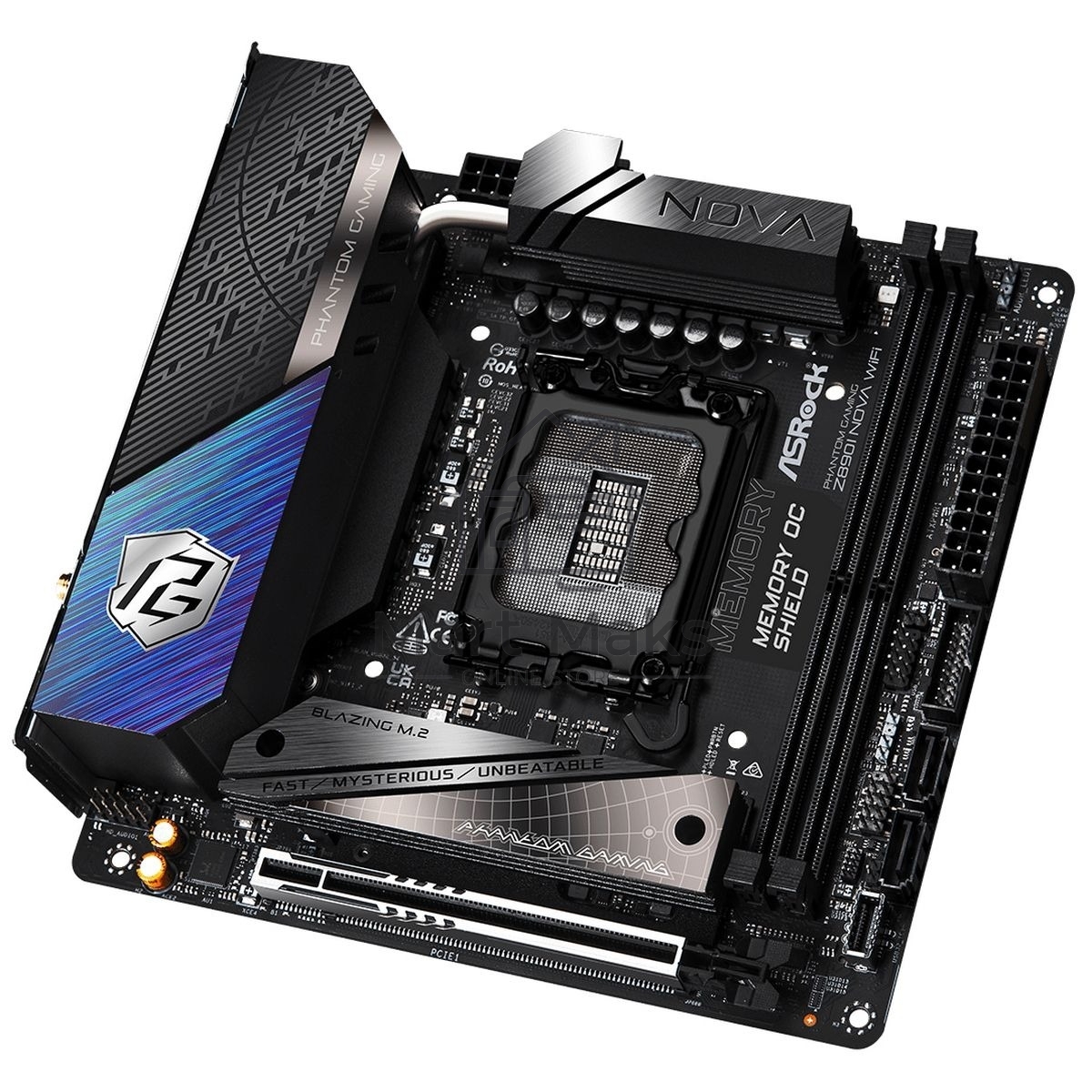 Материнская плата ASRock Z890I Nova WiFi, LGA 1851, Intel Z890, 2xDDR5, 2xSATA, 3xM.2, 1xPCIe 5.0 x16, 2xThunderbolt 4 Type-C, 6xUSB 3.2 Gen2, 2xUSB 3.2 Gen1, 2xUSB 2.0, 1xRJ-45, 1x5Gb LAN, 7.1, Mini-ITX