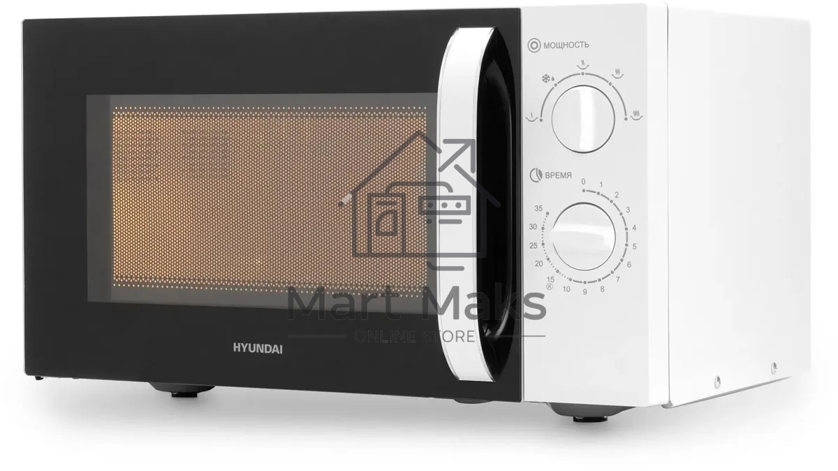 Микроволновая печь Hyundai HYM-M2023 белый/хром, 23 л, 800 Вт, переключатели - поворотный механизм