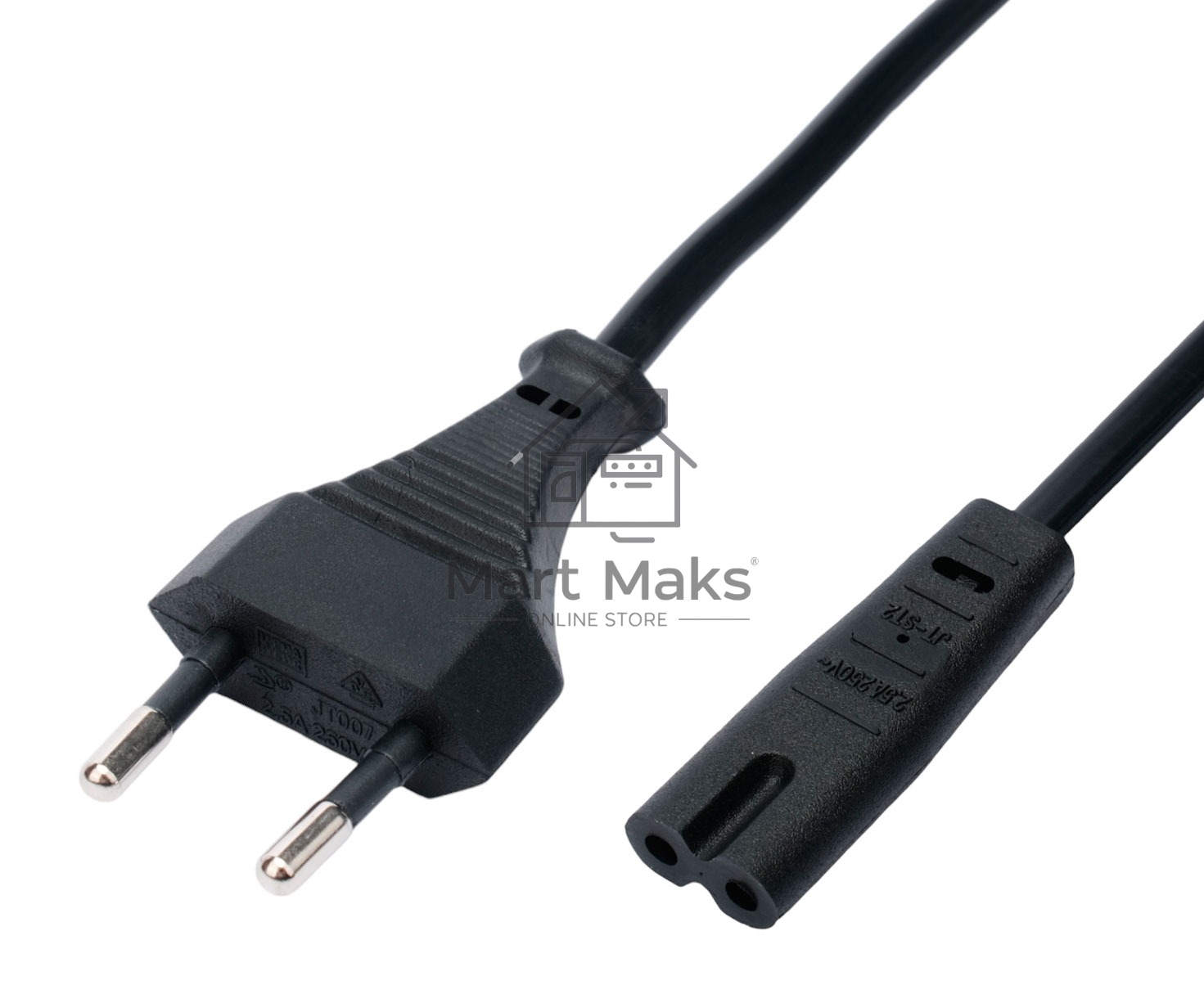 Кабель питания Cablexpert PC-184A-VDE-3M CEE 7/16-C7, 2x0.75мм2, 2.5А, VDE, угл.разъемы, 3м, черный, пакет