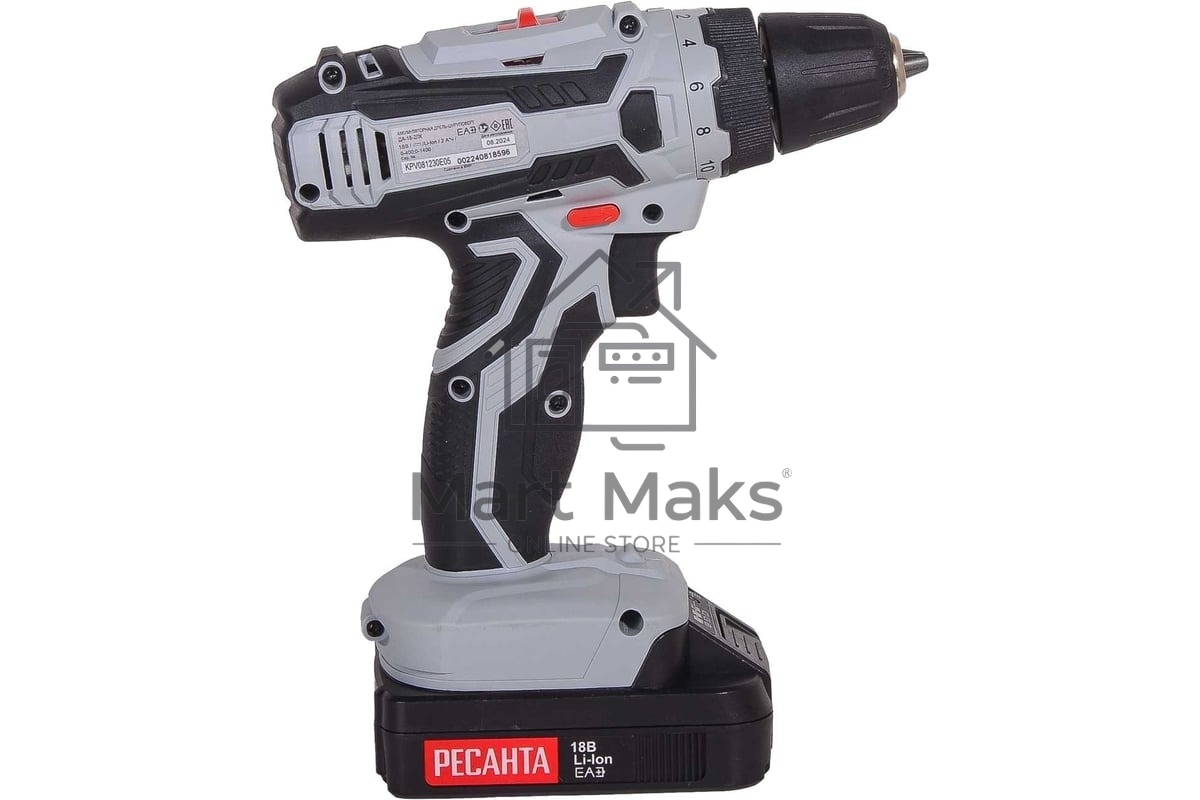 Дрель-шуруповерт аккумуляторная Ресанта ДА-18-2ЛК 75/14/5, Аккумуляторная, 18В, 2 АКБ, Кейс