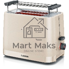 Тостер Bosch TAT3M127 бежевый, 950 Вт, 2 слота
