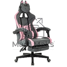 Кресло игровое Knight Kitty/F серый/розовый крестов. пластик подст. для ног