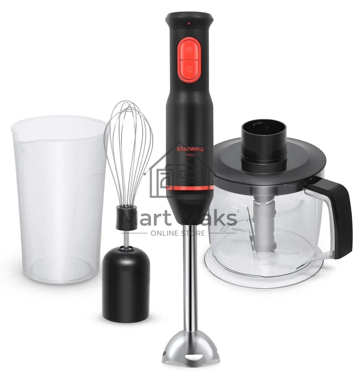 Блендер погружной Starwind SBP2300b 1000Вт красный/черный
