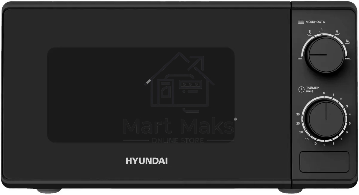 Микроволновая печь Hyundai HYM-M2096 черный, 20 л, 700 Вт, переключатели - поворотный механизм