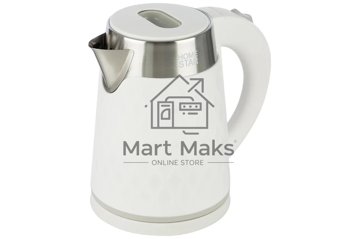 Чайник электрический HOMESTAR HS-1021, 1500Вт 1,7л, нержавейка+пластик, белый, двойной корпус