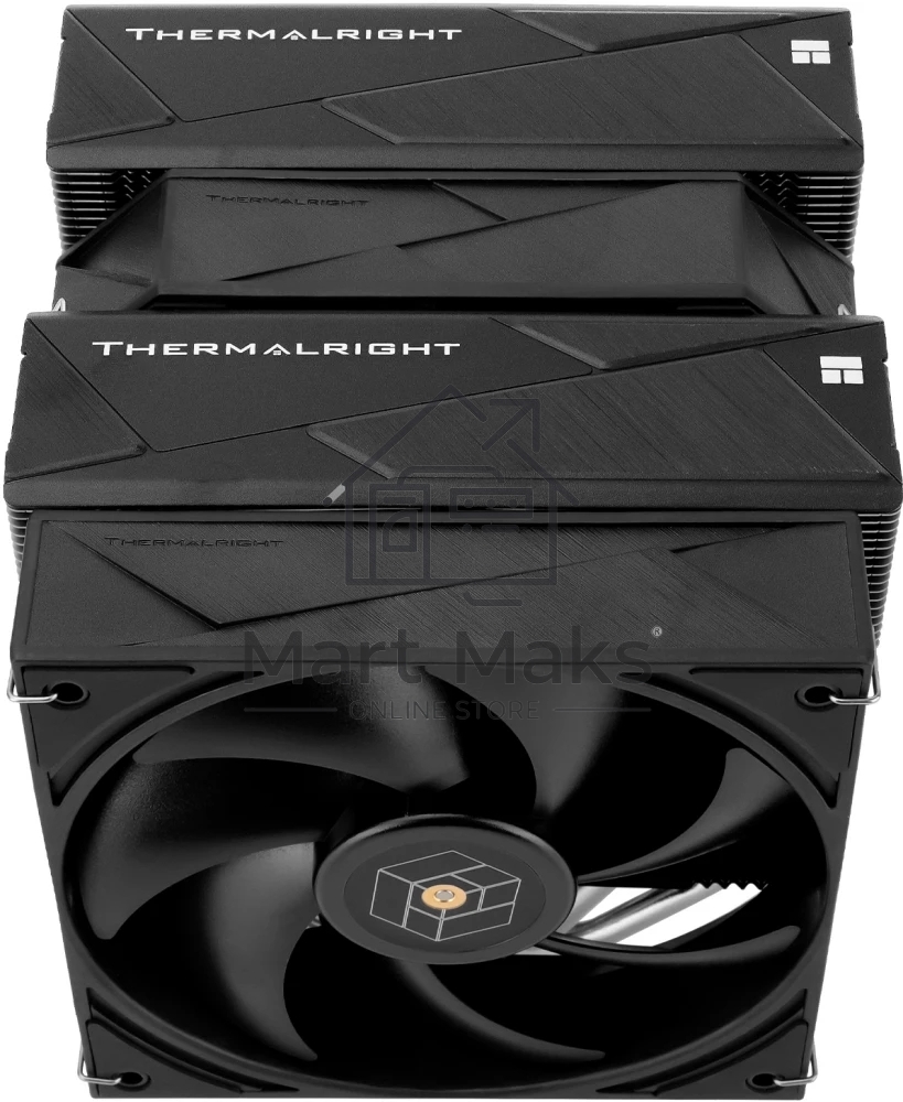 Кулер для процессора Thermalright Royal Pretor 130 (4-pin PWM, 158мм, Ni/Cu, 6x6мм, 1x120+1x130мм, 80.45CFM/81.88CFM, 29.4dBA/28.3dBA, 2150PM/1750RPM, S: 1200, 1700, 1851, 2011, 2066, 115X, AM4, AM5, silver, black)