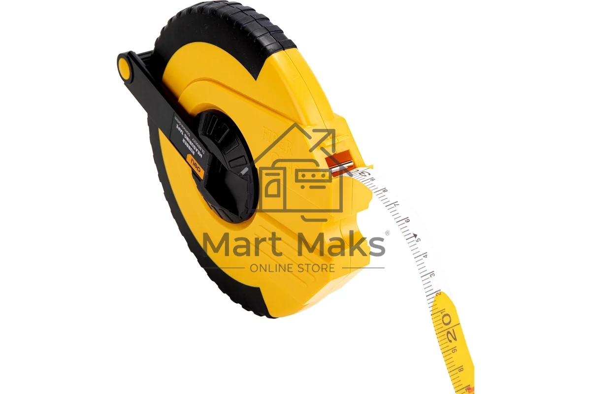 Мерная лента Deli DL9850ZY 50м x 14.5мм Ударопрочный корпус. Основной класс точности. Метрическое полотно из стекловолокна и ПВХ.