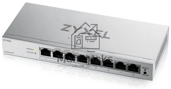 Коммутатор ZYXEL GS1200-8HPV3-EU0101F, 8×1 Гбит/с, 4×PoE+, 68 Вт, управляемый