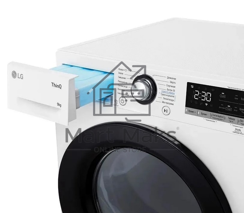 Сушильная машина LG DC90V3V6W белый, 9 кг, сушка - тепловой насос, программ - 14, 60 x 85 x 66 см
