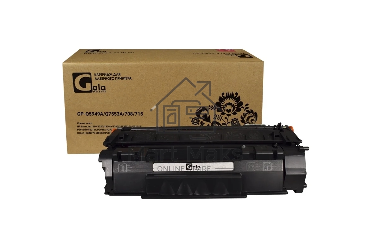 Картридж лазерный GalaPrint GP-Q5949A/7553A/708/715 черный (3000 стр) для HP LaserJet 1160/1320/1320N/3390/3392/P2010/P2014/P2015/2015d/2015n/M2727/M2727nf /M2727nfs/Canon LBP-3300/3360/3310/3370