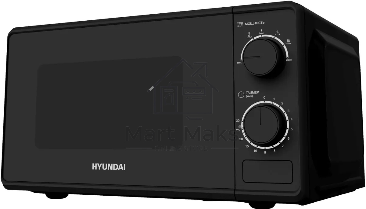 Микроволновая печь Hyundai HYM-M2096 черный, 20 л, 700 Вт, переключатели - поворотный механизм