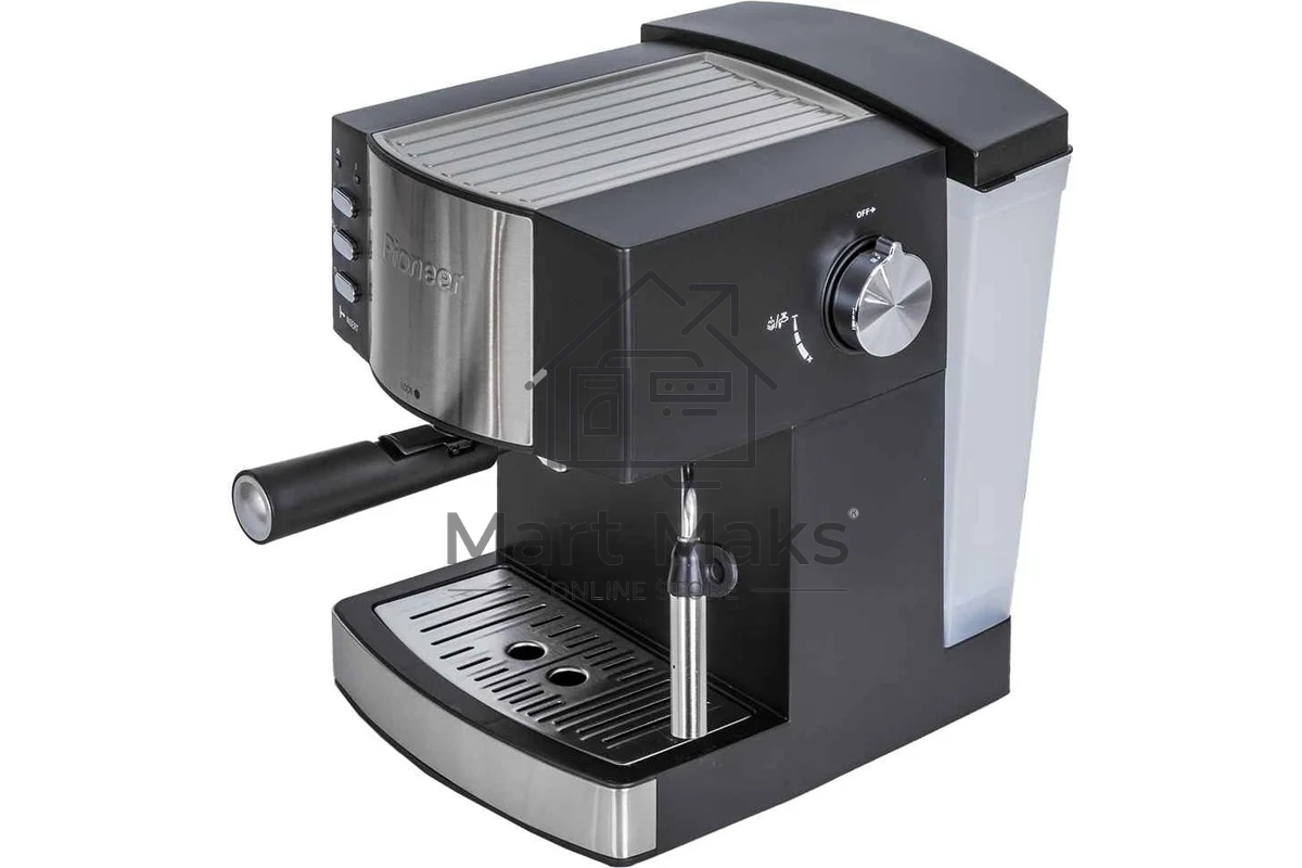 Кофеварка рожковая Pioneer CM111P черный/серебристый, исп. кофе - молотый, 1.5 л, 850 Вт, 15 Бар