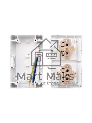 Блок горизонтальный 2 розетки (керамика) INDUSTRIAL IP54 с заземлением, о/у, белый KRANZ