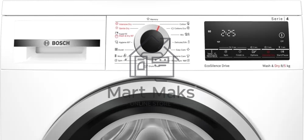 Стирально-сушильная машина Bosch WLS28460ME белый, загр.фронтальная, макс.: 8кг, 1400 об/мин, класс: A