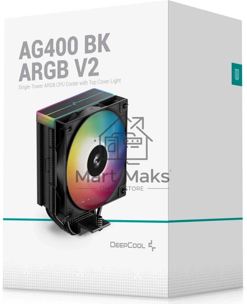 Кулер для процессора DEEPCOOL AG400 BK ARGB V2 черный 120мм алюминий+медь 2100rpm 31.6db 4-pin 220W 154мм