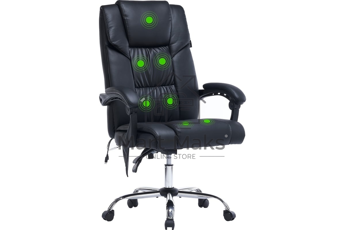 Кресло офисное Cactus CS-CHR-OC02M-BK черный, эко.кожа, крестов. сталь