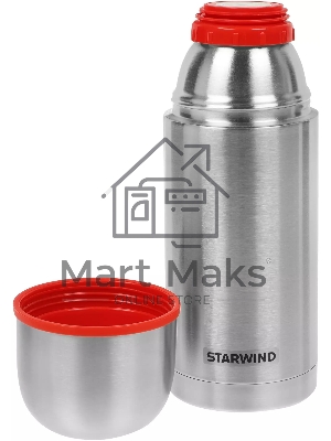 Термос Starwind 20-750 0.75 л. серебристый/красный, картонная коробка