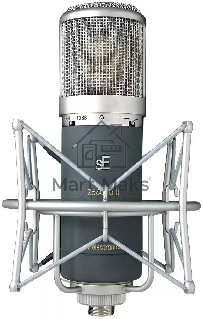 Микрофон конденсаторный sE Electronics [Z 5600A II] ламповый, 20 Гц 20 кГц, всенаправленная, кардиоида с широким углом, кардиоида, гиперкардиоида, восьмерка, комплектация: держатель 