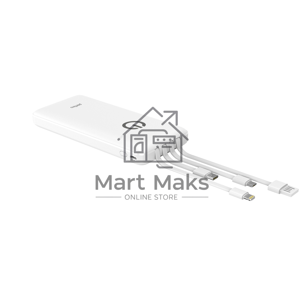 Портативный аккумулятор Powerbank Perfeo ABSOLUTE 10000mah In Micro usb,USB /Out USB,Micro usb,Type-C,Lightning, 2.1А/ белый (PF_B4879)
