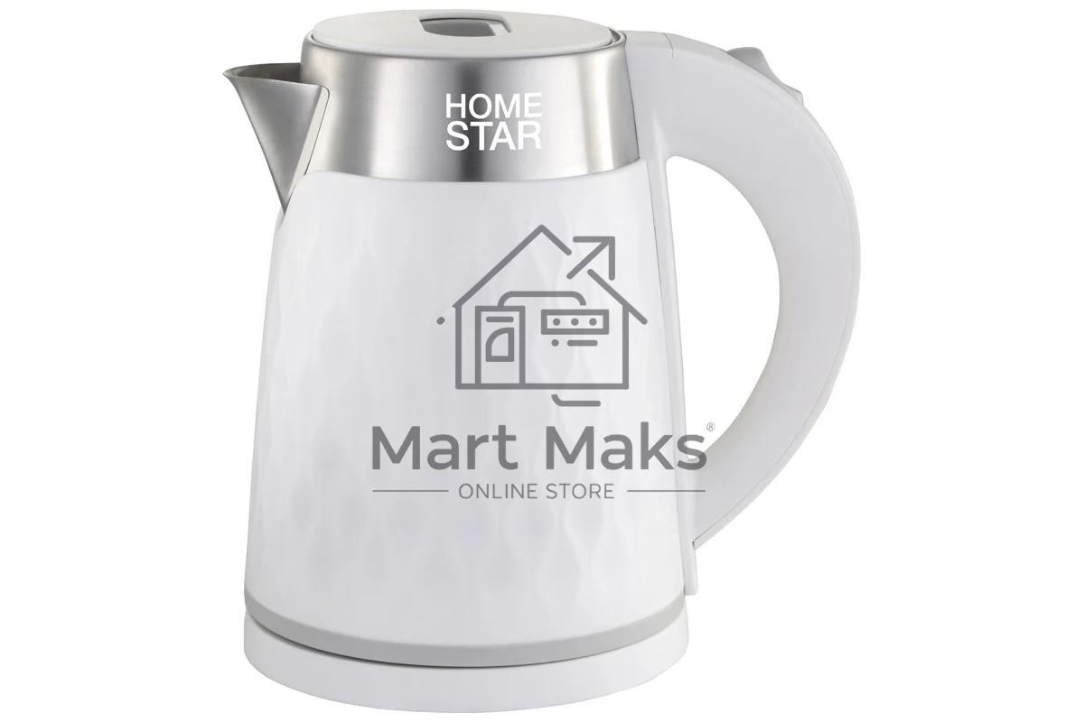 Чайник электрический HOMESTAR HS-1021, 1500Вт 1,7л, нержавейка+пластик, белый, двойной корпус