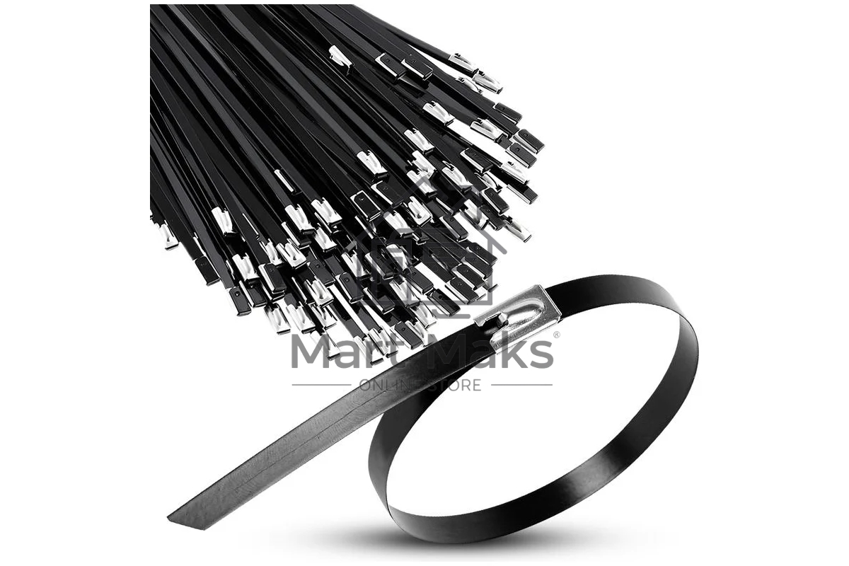 Хомут кабельный 4.6х200 сталь AISI 304 с покрытием (уп.100шт) TOKOV ELECTRIC